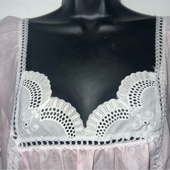 Vintage Monique Elegant Pink Lace-Trimmed Long Romantic Cottagecore Nightgown M - Picture 3 of 10